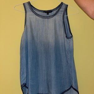 blue jean stitched shirt